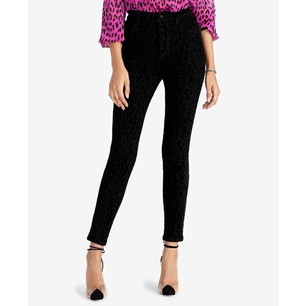 Rachel Roy Jean Jeggings Black sz 31 Flocked Animal-Printed NEW‎ - Picture 3 of 7